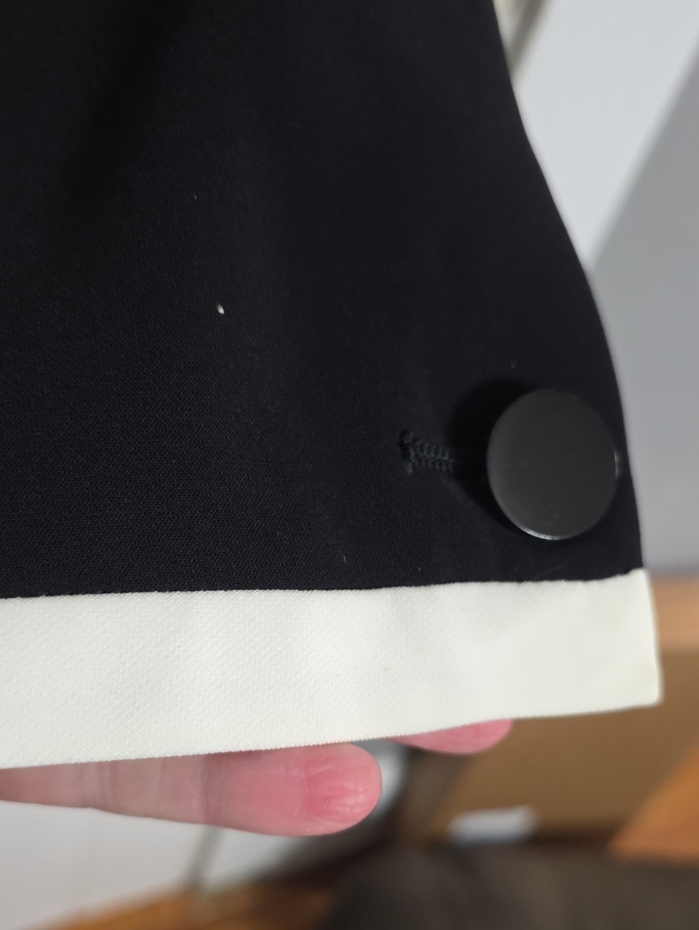 Karl Lagerfeld Women's Coat Black W/White Trim Buttons Lightweight XL? EUC *READ - Picture 7 of 13